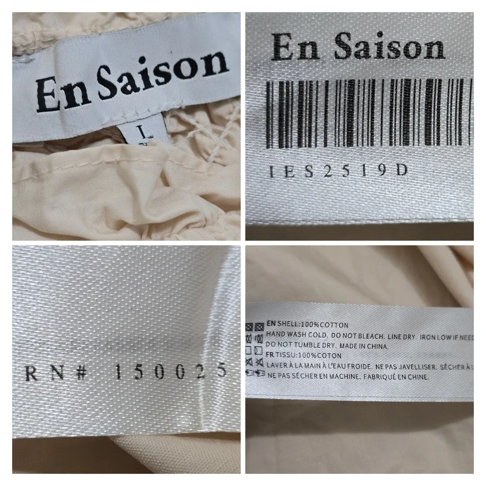 En‎ Saison Matisse Flutter Sleeve Smocked Tiered Mini Dress Cream L